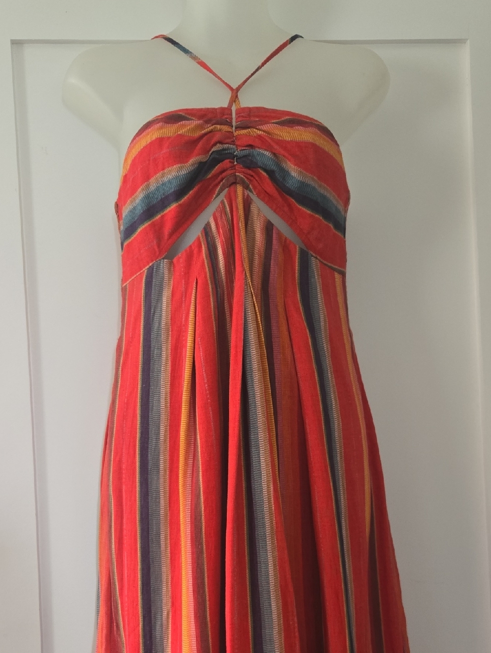 Ranna Gill Red Multi-Stripe Halter, Bandeau Top, S, NWT